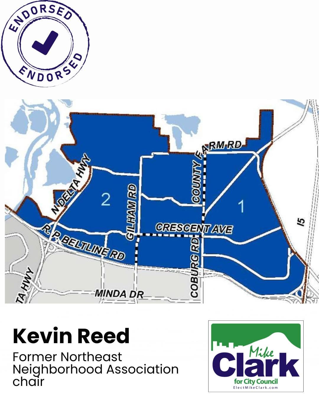 Map of the Northeast Neighborhood Association area in Eugene