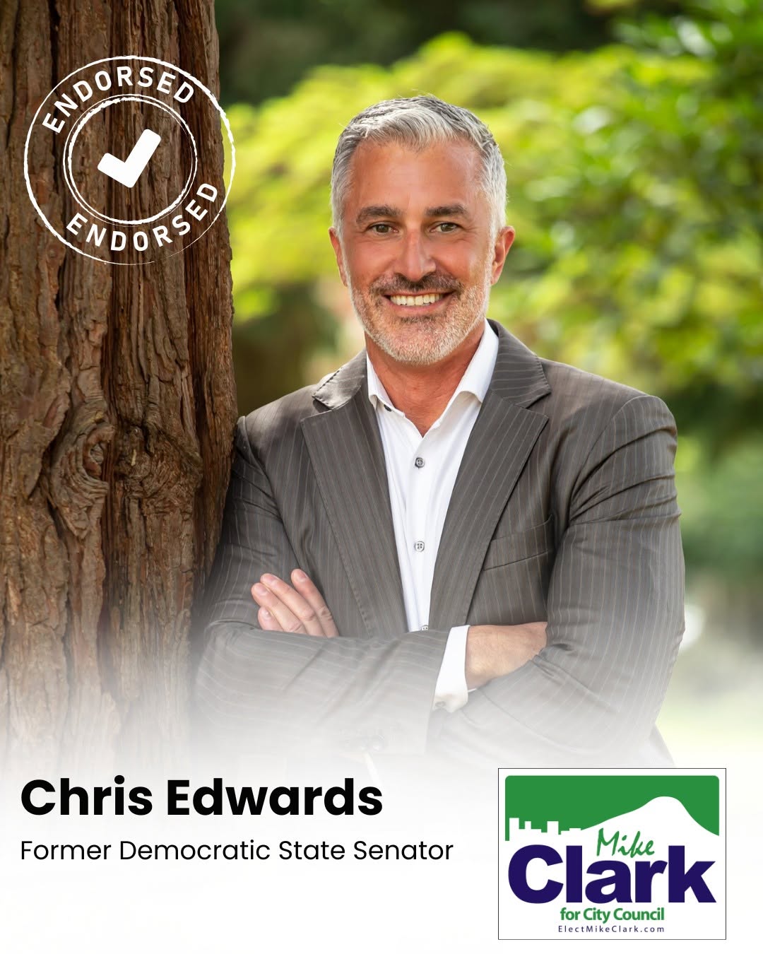 Chris Edwards, former Democratic State Senator, endorsing Mike Clark